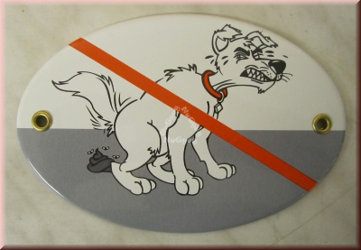 Verbotsschild "Hier kein Hundeklo", Emailleschild oval