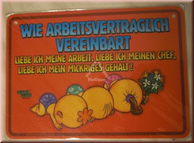 Windel Winni Schild "Wie arbeitsvertraglich vereinbart...", 10,5 x 15,0 cm