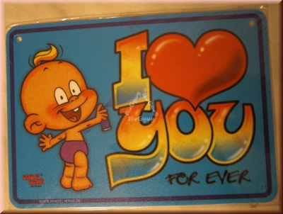 Windel Winni Schild "I love you for ever", 10,5 x 15,0 cm