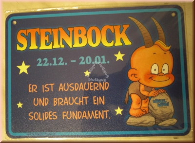 Windel Winni Schild "Steinbock 22.12. - 20.01....", 10,5 x 15,0 cm