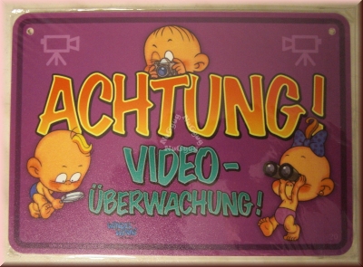 Windel Winni Schild "Achtung! Video-Überwachung!", 10,5 x 15,0 cm