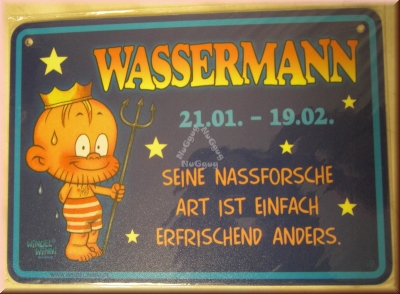 Windel Winni Schild "Wassermann 21.01. - 19.02....", 10,5 x 15,0 cm