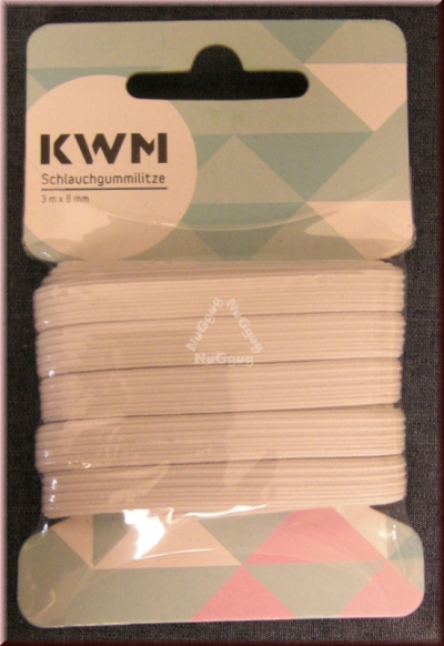 KWM Schlauchgummilitze, Gummilitze, 8 mm, 3 m, weiß