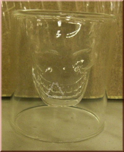 Schnapsglas "Totenkopf", doppelwandig, Wiskyglas, Spirituosenglas