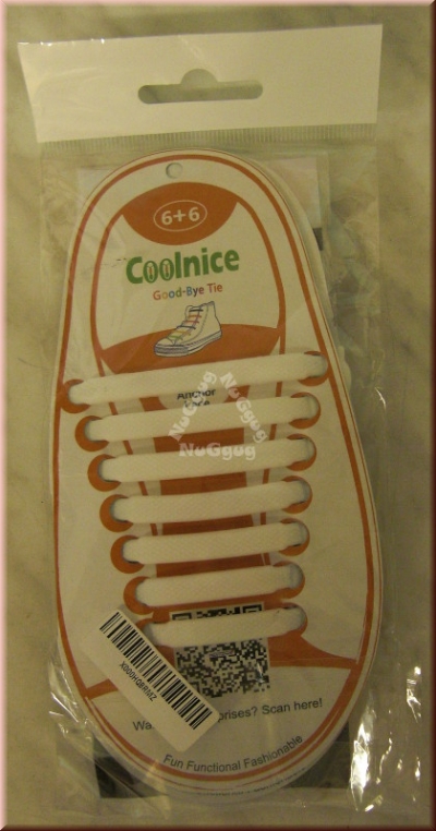 Coolnice Schnürsenkel, weiß, elastisch, Silikon