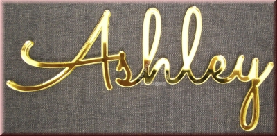 Schriftzug "Ashley", Acryl Laser Cut Namen, Gold, Türschild