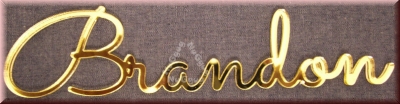 Schriftzug "Brandon", Acryl Laser Cut Namen, Gold, Türschild