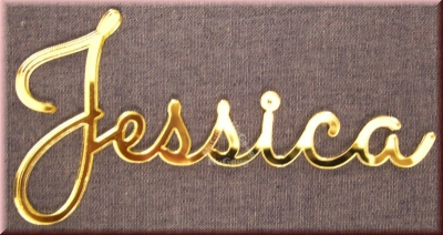 Schriftzug "Jessica", Acryl Laser Cut Namen, Gold, Türschild