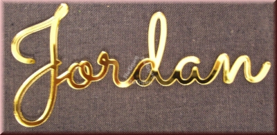 Schriftzug "Jordan", Acryl Laser Cut Namen, Gold, Türschild