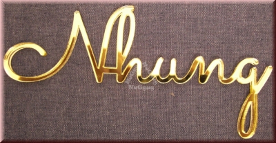 Schriftzug "Nhung", Acryl Laser Cut Namen, Gold, Türschild