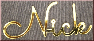 Schriftzug "Nick", Acryl Laser Cut Namen, Gold, Türschild