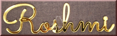 Schriftzug "Roshmi", Acryl Laser Cut Namen, Gold, Türschild