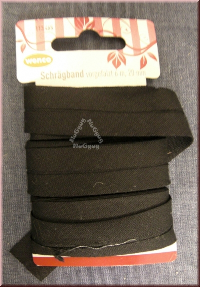 Wenco Schrägband vorgefalzt, schwarz, 20 mm, 6 m, Artikelnummer 113465