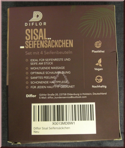 Sisal Seifensäckchen, 4 Stück, von Diflor