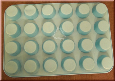 Silikonform Muffin blau, 24 Tassen, Eiswürfel, Pralinen und Schokoladenform, Silikon
