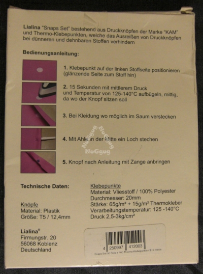 Kunststoff KAM Druckknöpfe und Thermo-Klebepunkte aus Vliesstoff, 50 Stück, schwarz, von Lialina