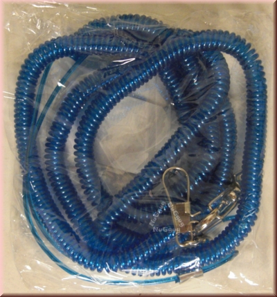 Schlüsselanhänger Spiralkabel 140 cm - 8 Meter, blau, mit Karabiner