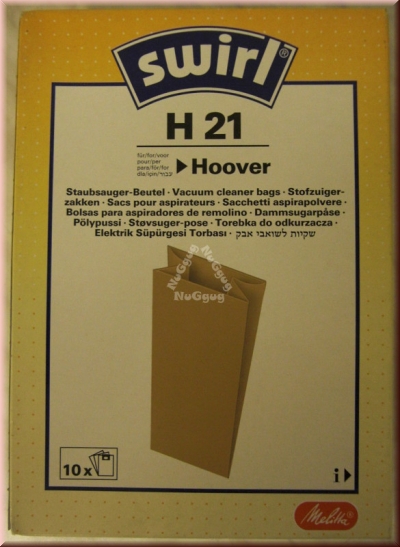 Staubsaugerbeutel Swirl H 21 für Hoover, 10 Stück