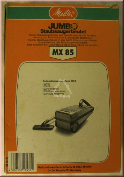 Staubsaugerbeutel Jumbo Melitta MX 85 für Moulinex, 5 Stück