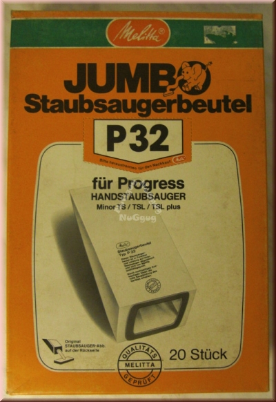 Staubsaugerbeutel Jumbo Melitta P 32 für Progress, 3 x 20 Stück