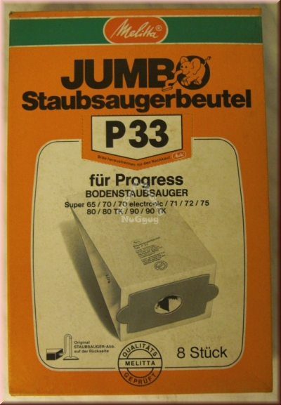 Staubsaugerbeutel Jumbo Melitta P 33 für Progress, 3 x 8 Stück