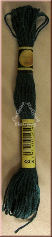 Stickgarn/Sticktwist Fligatto, 8 Meter, Farbe 3808 türkis dunkelstes
