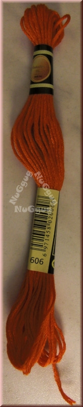 Stickgarn/Sticktwist Fligatto, 8 Meter, Farbe 606 orangenrot leuchtend