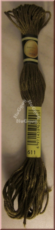Stickgarn/Sticktwist Fligatto, 8 Meter, Farbe 611 graubraun