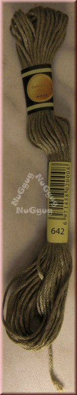 Stickgarn/Sticktwist Fligatto, 8 Meter, Farbe 642 beigegrau dunkel