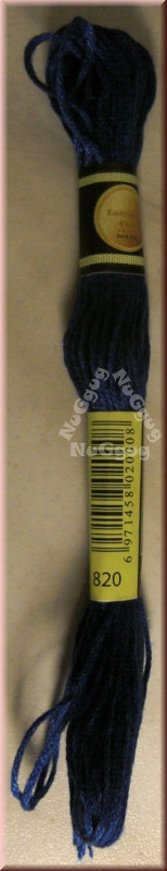 Stickgarn/Sticktwist Fligatto, 8 Meter, Farbe 820 royalblau sehr dunkel