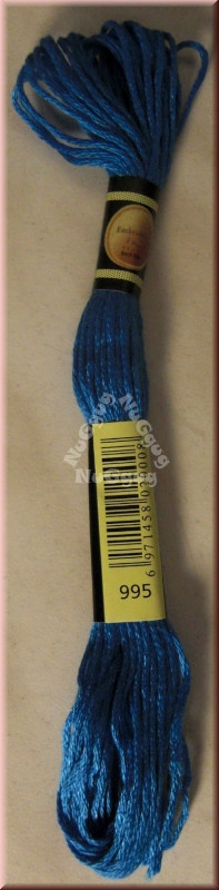 Stickgarn/Sticktwist Fligatto, 8 Meter, Farbe 995 elektrischblau dunkel