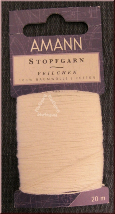 Amann SVeilchen Stopfgarn, Farbe 0010 (Weiß), 20 Meter