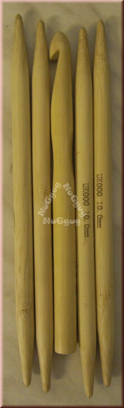 Stricknadeln + Häkelnadel, 10mm, Bambus