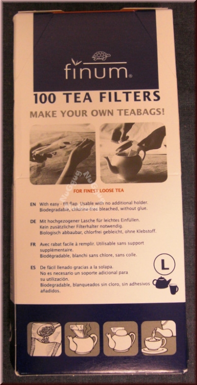 Teefilter Größe L mit doppelter Bodenfalte, 100 Stück, von finum
