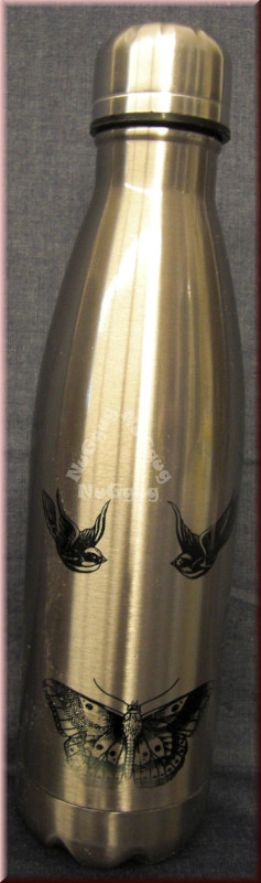 Thermosflasche Edelstahl mit Motiv "Schmetterling", für 0,5 Liter Inhalt