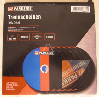 Trennscheiben 180 x 1,8 x 22,23 mm für Metall, 6 Stück, Flexscheiben von Parkside