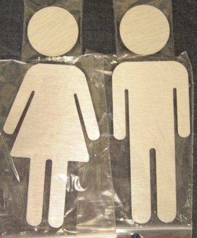 BSYDESIGN Türschild WC, mit Symbol "Damen,Herren", classisch, Aluminium, selbstklebend