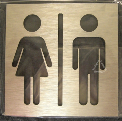 BSYDESIGN Türschild WC, mit Piktogramm "Damen, Herren", classisch, Aluminium, quadratisch, selbstklebend