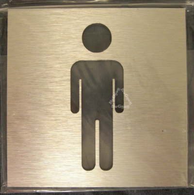 BSYDESIGN Türschild WC, mit Piktogramm "Herren", classisch, Aluminium, quadratisch, selbstklebend