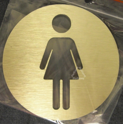 BSYDESIGN Türschild WC, mit Piktogramm "Damen", classisch, Aluminium Gold, rund, selbstklebend