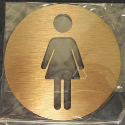 BSYDESIGN Türschild WC, mit Piktogramm "Damen", classisch, Aluminium Kupfer, rund, selbstklebend