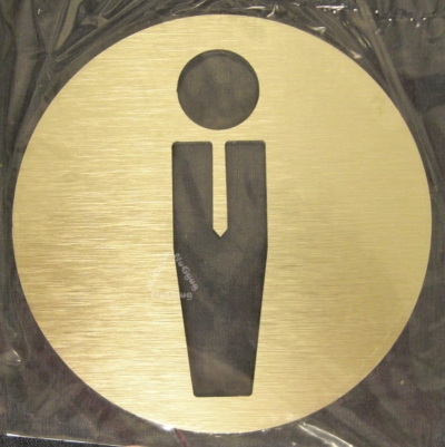 BSYDESIGN Türschild WC, mit Piktogramm "Herren", spitz, Aluminium Gold, rund, selbstklebend