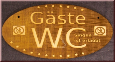 Türschild Holz, mit Text "Gäste WC", oval, 20 x 10 cm