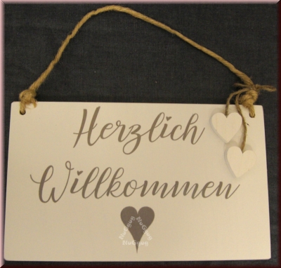 Türschild "Herzlich Willkommen", Holz, 25 x 15 cm, Shabby