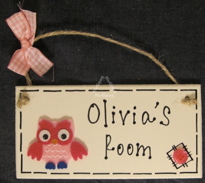 Namensschild "Olivias Room", handarbeit, Eule, Türschild, Zimmerschild