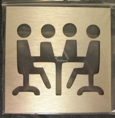 BSYDESIGN Türschild Besprechungsraum, mit Piktogramm "Meeting", classisch, Aluminium, quadratisch, selbstklebend