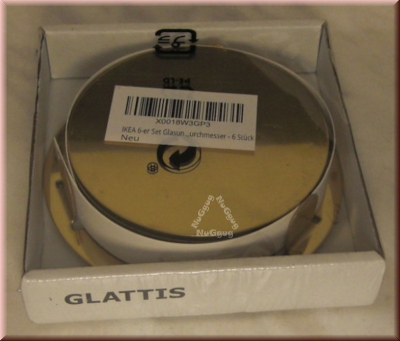 Untersetzer "GLATTIS" mit Halter, Glas, messingfarben, Durchmesser 8,5 cm, von Ikea