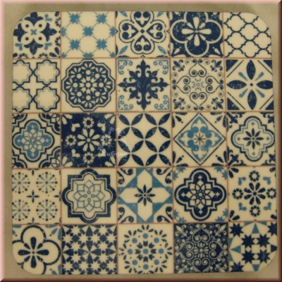 Untersetzer mit Mosaik Motiv und Kork Unterseite, 7 Stück, 9,5 x 9,5 cm
