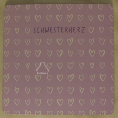 Untersetzer "Schwesterherz", Korkuntersetzer, 95 x 95 mm