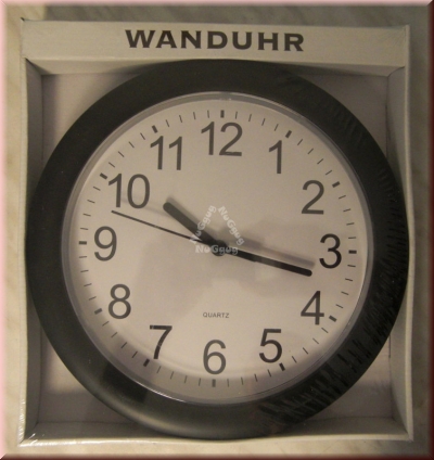 Wanduhr schwarz, rund, 25 cm, Quartz-Uhrwerk